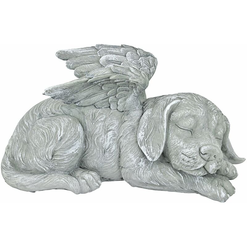 foto del prodotto design toscano cani angeli statua tributo lapide statua tributo, poliresina, finitura color pietra, 25,5 cm