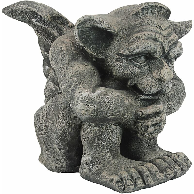 foto del prodotto design toscano emmett il gargoyle statua decorazione gotica, poliresina, pietra grigia, piccola 25 cm