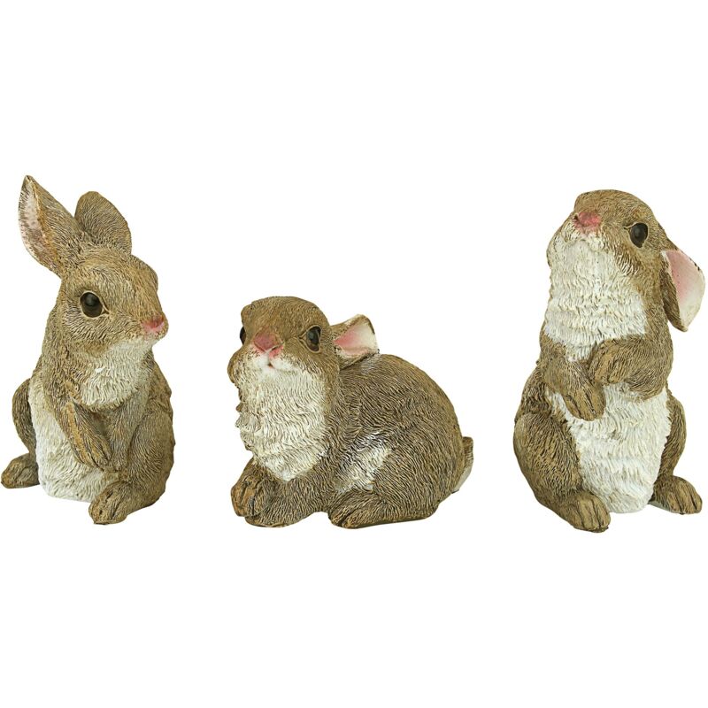 foto del prodotto design toscano la tana dei conigli statuetta animali da giardino, poliresina, a colori, 12,75 cm, set of three