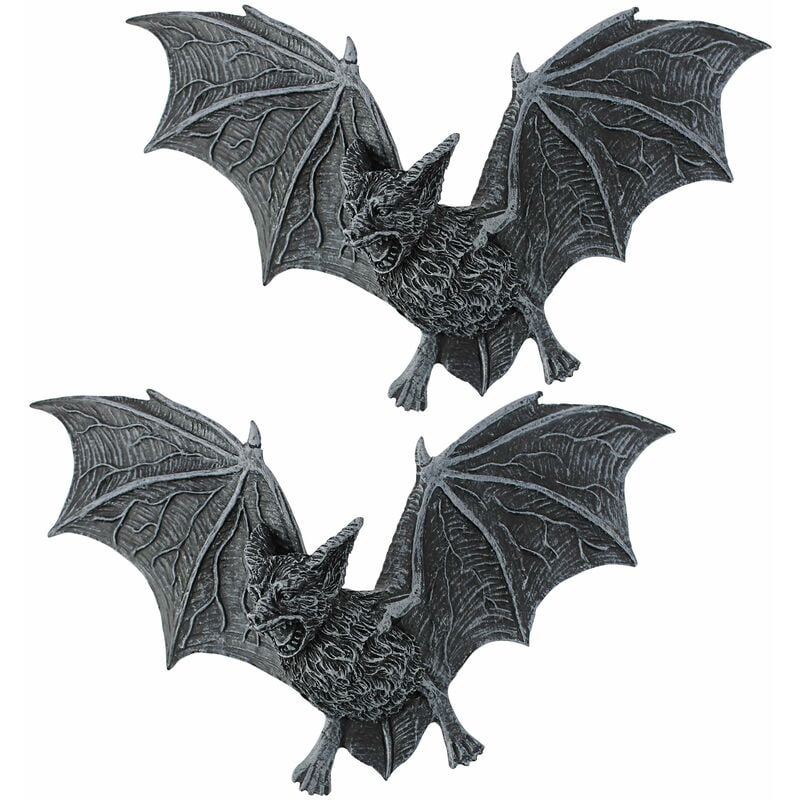 immagine 0 del prodotto design toscano vampire bat i pipistrelli vampiro di castello barbarossa parete sculture set di 2 bat figura bats halloween