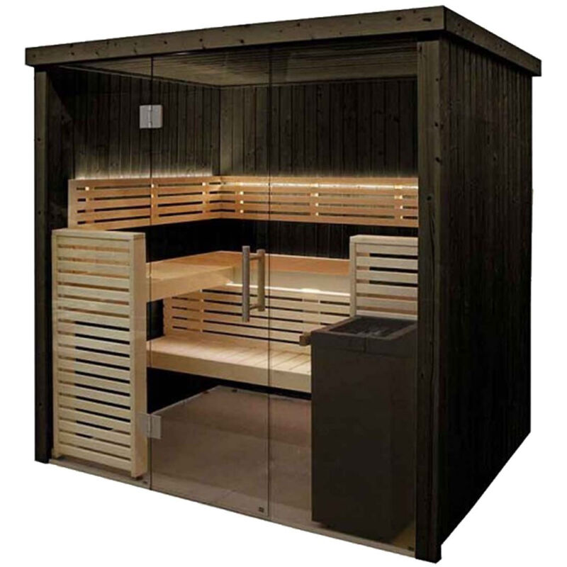 foto del prodotto desineo cabina sauna 206 x 203 x 202 cm stufa per sauna per 2 o 3 persone fornita