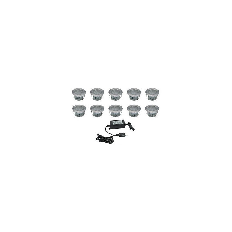 foto del prodotto desineo kit di 10 bianco da incasso freddo macchie fuori 10 x 1w con trasformatore