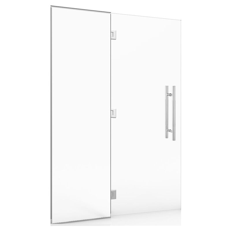 foto del prodotto desineo parete in vetro con porta per hammam e bagno 120 x 190 vetro di sicurezza trasparente da 8 mm