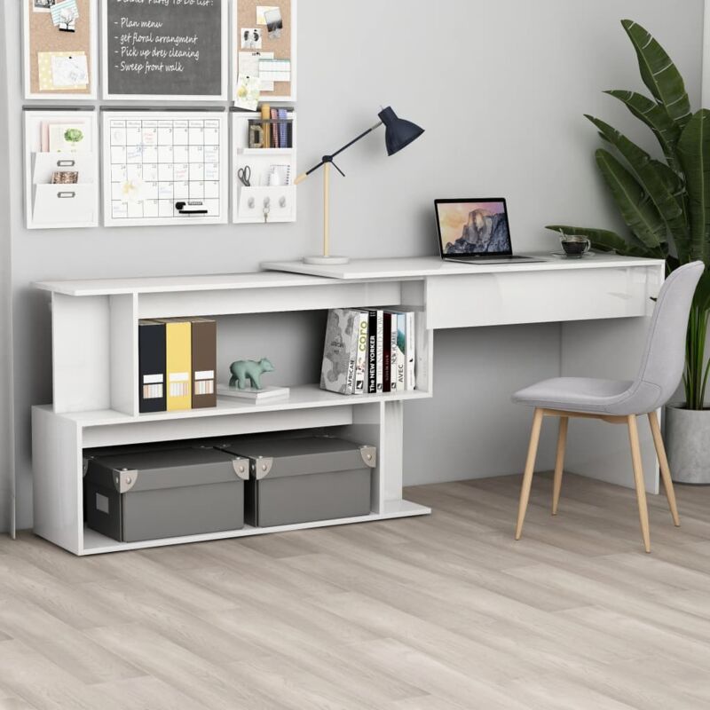 foto del prodotto desk corner swivel in various colors modern wood dimensioni bianco lucido