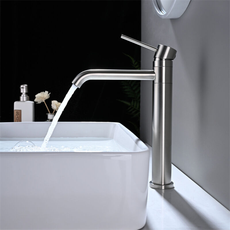 foto del prodotto detbom miscelatore per lavabo alto rubinetto per bagno per lavandino o lavabo rubinetto per lavabo girevole a 360 in acciaio inossidabile