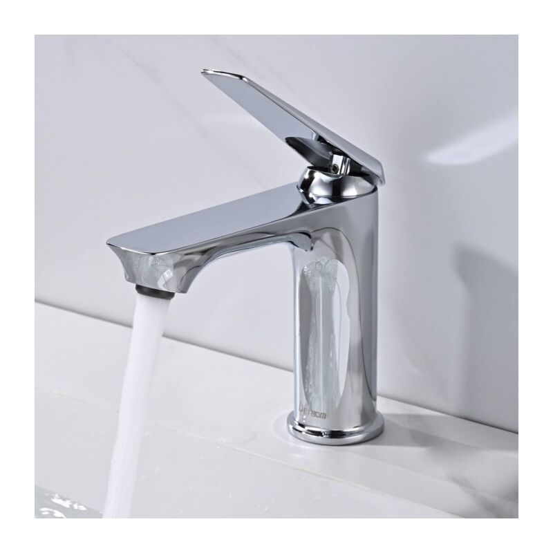 foto del prodotto detbom miscelatore per lavabo cromato rubinetto per bagno caldo e freddo regolabile miscelatore monocomando per lavabo per bagno