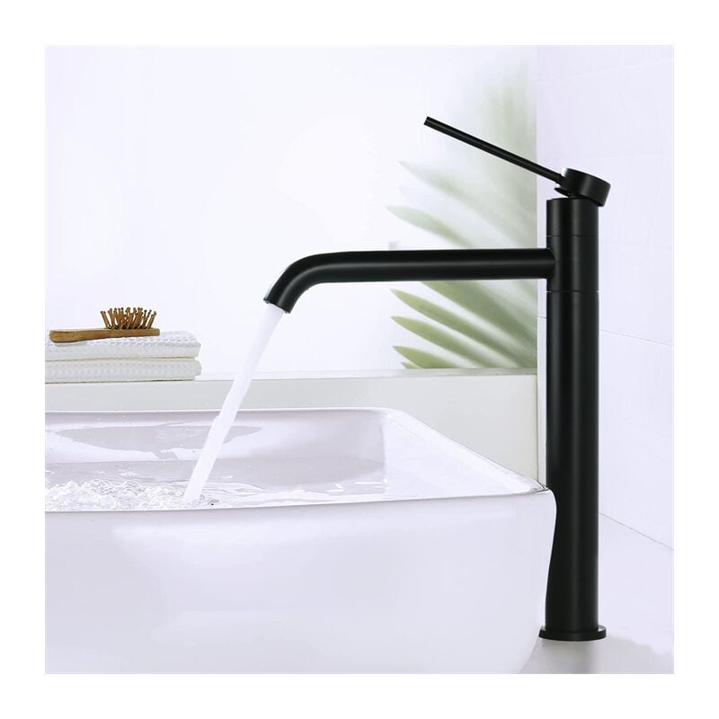 foto del prodotto detbom miscelatore per lavabo nero rubinetto per lavabo alto rubinetto per bagno girevole a 360 rubinetto per bagno moderno in acciaio inossidabile