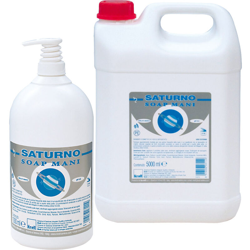 foto del prodotto detergente liquido lavamani saturno lt. 5 4 pezzi 