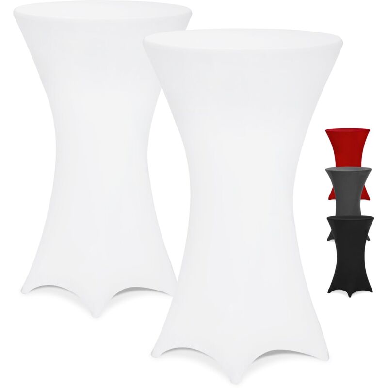 foto del prodotto detex 2x copritavolo da bar vari colori lavabile rivestimento per tavoli alti bistr elastico 80 85cm, rosso set of 2 white en , 70 de 