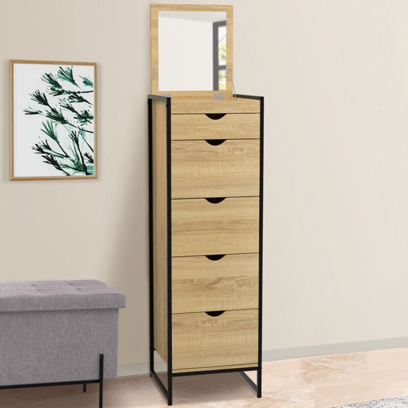 foto del prodotto detroit c moda 5 cajones 1 espejo 40 cm mueble recibidor de dise o industrial