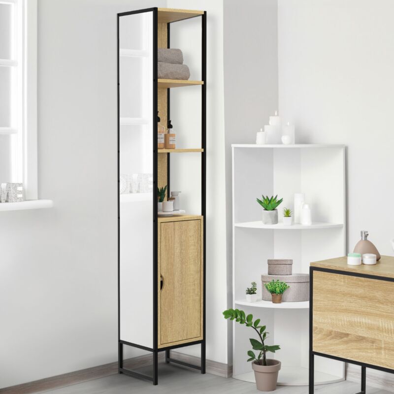 foto del prodotto detroit mueble de ba o de 1 puerta con espejo y estantes de dise o industrial