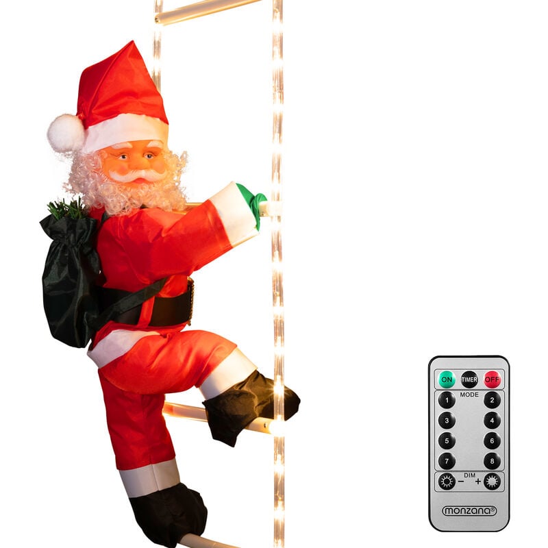 foto del prodotto deuba babbo natale led con scala xl 90cm per interni ed esterni 8 modi luminosi decorazione addobbo natalizio