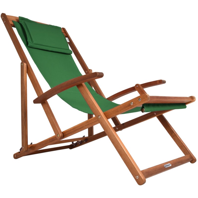 foto del prodotto deuba - casaria® sedia a sdraio in legno di acacia pieghevole traspirante lettino da spiaggia sedia da spiaggia sdraio da giardino lettino da giardino lettino relax verde
