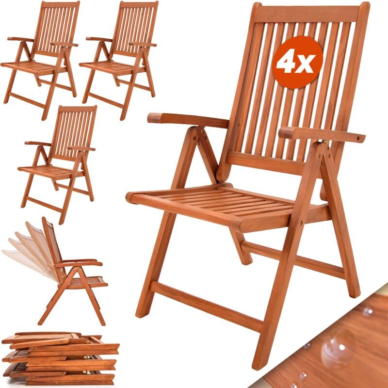 foto del prodotto deuba - casaria set sedie da giardino vanamo in legno di eucalipto fsc pieghevoli schienale alto - set 4 pz