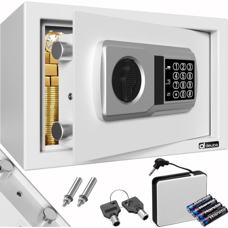 foto del prodotto deuba cassaforte elettronica a combinazione con 4 batterie cassetta sicurezza hotel ufficio gioielli codice di sicurezza argento