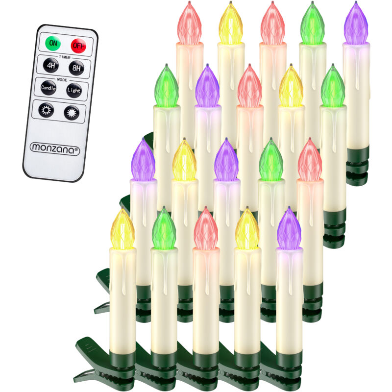 foto del prodotto deuba monzana led candele per albero di natale a batteria bianco caldo colorato set di 20 30 candele per albero di natale con timer a batteria