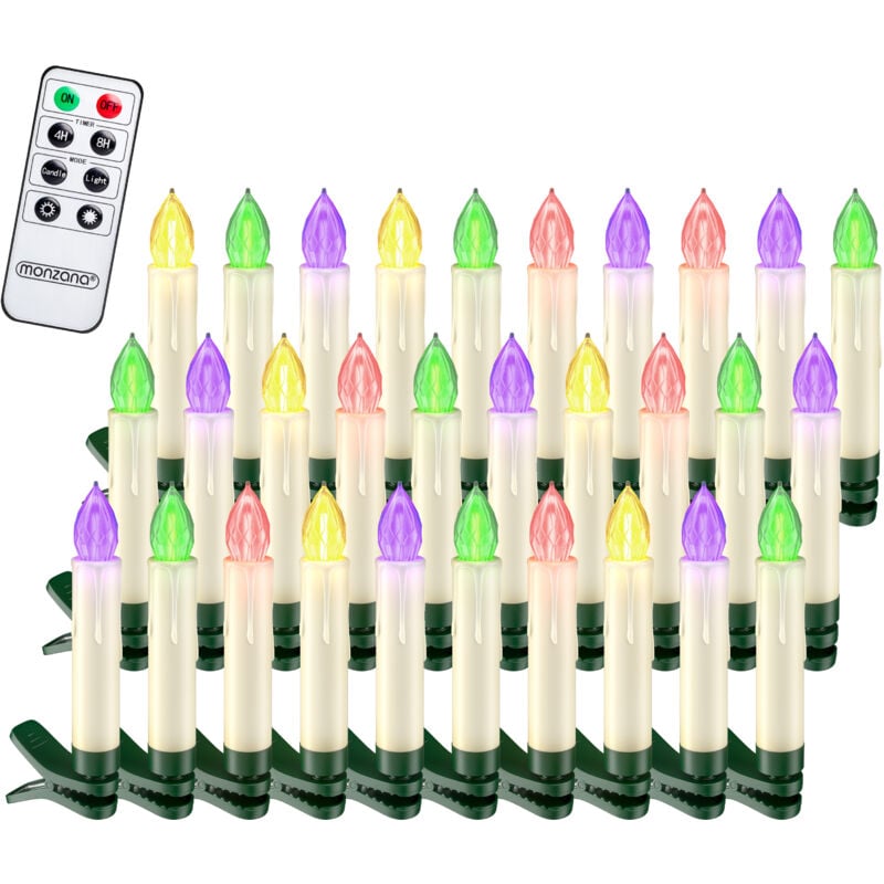 foto del prodotto deuba monzana led candele per albero di natale a batteria bianco caldo colorato set di 20 30 candele per albero di natale con timer a batteria