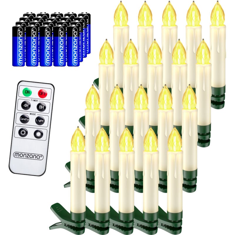 foto del prodotto deuba monzana led candele per albero di natale a batteria bianco caldo colorato set di 20 30 candele per albero di natale con timer a batteria