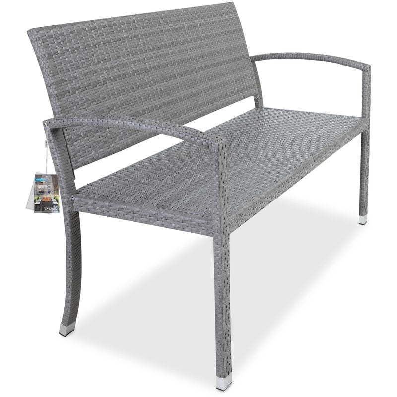 foto del prodotto deuba panca da giardino in poly rattan a 2 posti resistente ai raggi uv molto comoda panca per balcone mobili da giardino grigio