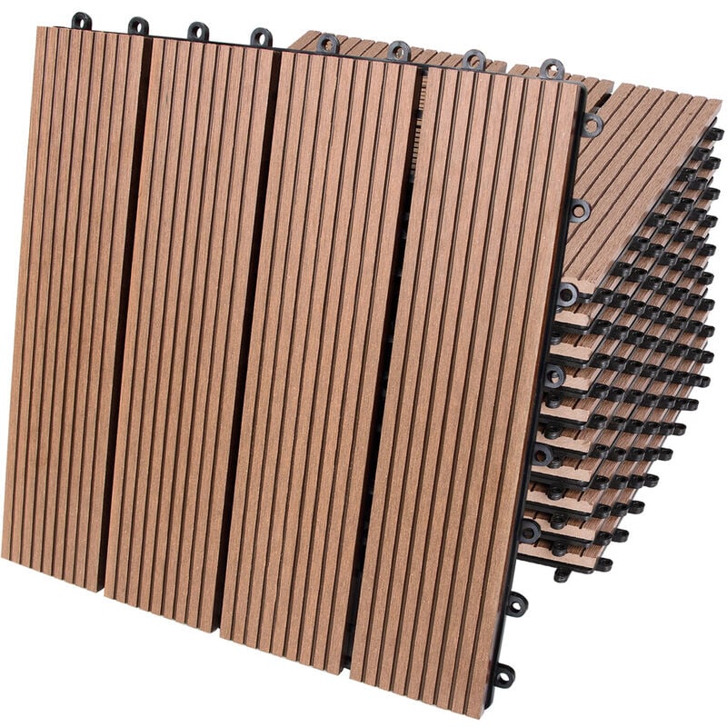 foto del prodotto deuba piastrelle da giardino in wpc mattonelle 30x30cm sauna patio terrazza esterno 11x classic terracotta en 