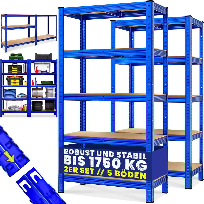 foto del prodotto deuba scaffale alta portata 2 pezzi metallo rivestito a polvere 180x90x40cm portata max. 875kg scaffalatura