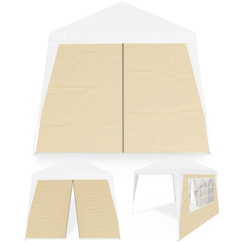 foto del prodotto deuba set di 2 pannelli laterali capri per gazebo in poliestere pop up pieghevole tenda per festa giardino beige
