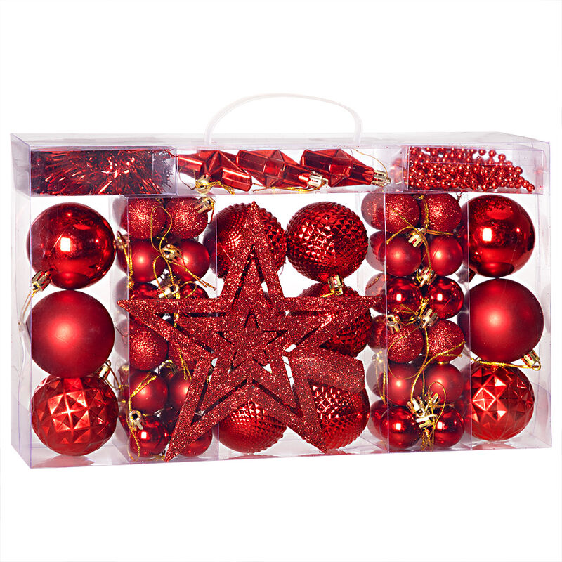 foto del prodotto deuba set di palline di natale composto da varie fantasie varie quantit varie taglie rosso