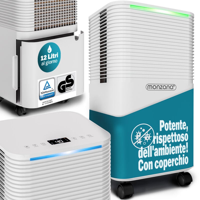 foto del prodotto deumidificatore elettrico 15 20m 12l giorno display led timer 24 ore deumidificatore per ambienti bagno appartamento purificatore d aria per