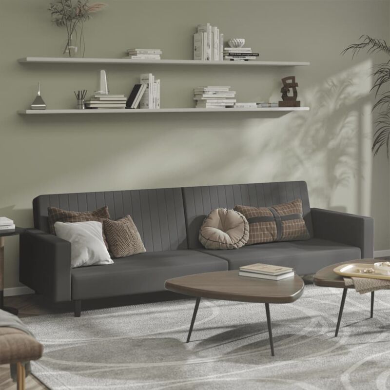 foto del prodotto devenirriche divano letto a 2 posti grigio scuro in velluto