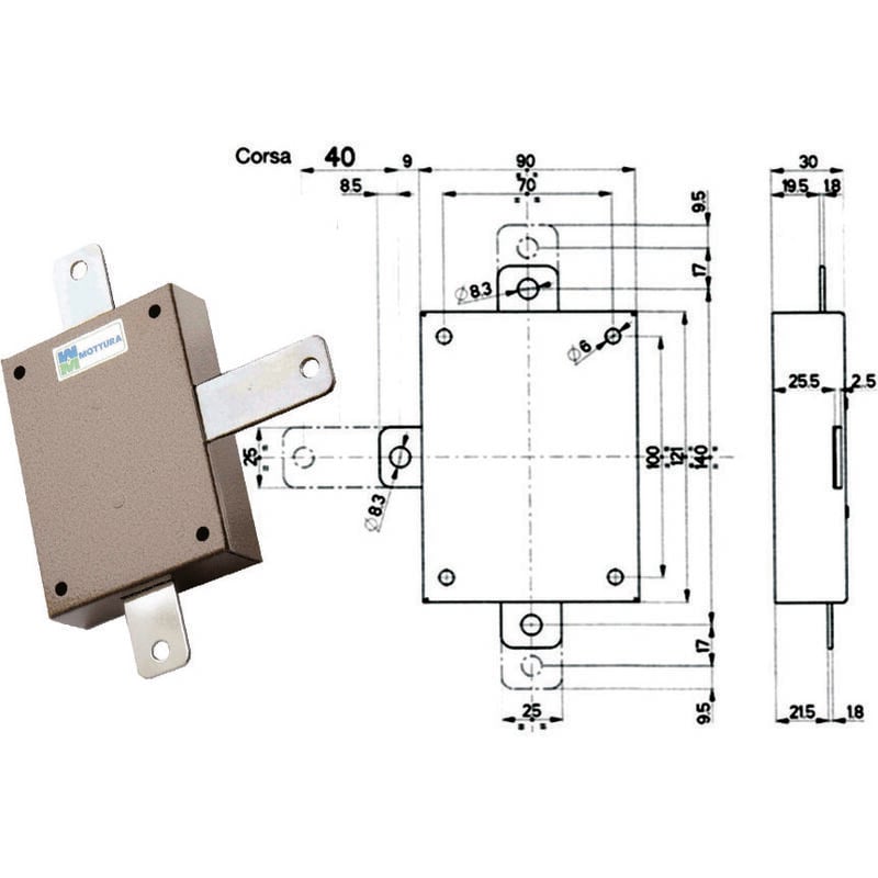 foto del prodotto deviatore applicare per serrature quintuplici serie 20 30 96143 per serie 20 30 96143v000 