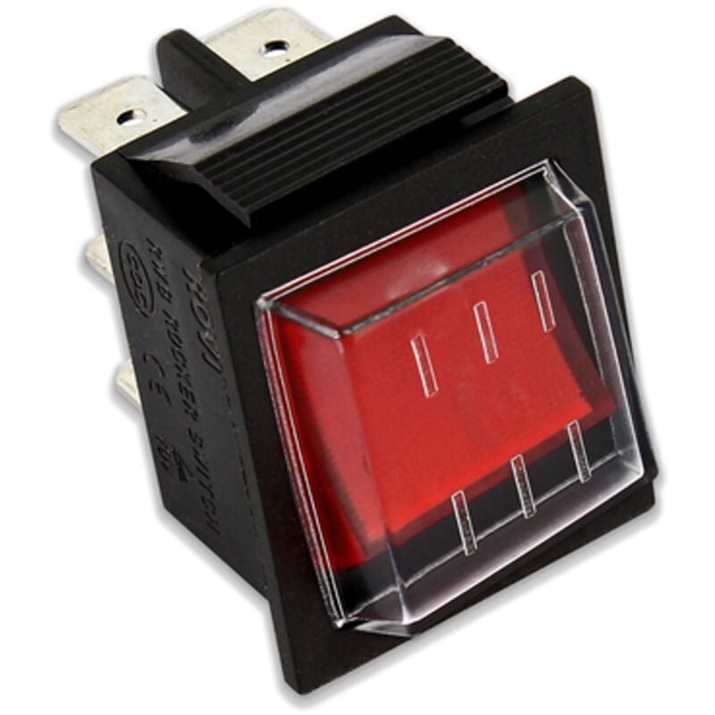 foto del prodotto deviatore bipolare luminoso di colore rosso 6 faston con protezione i 2