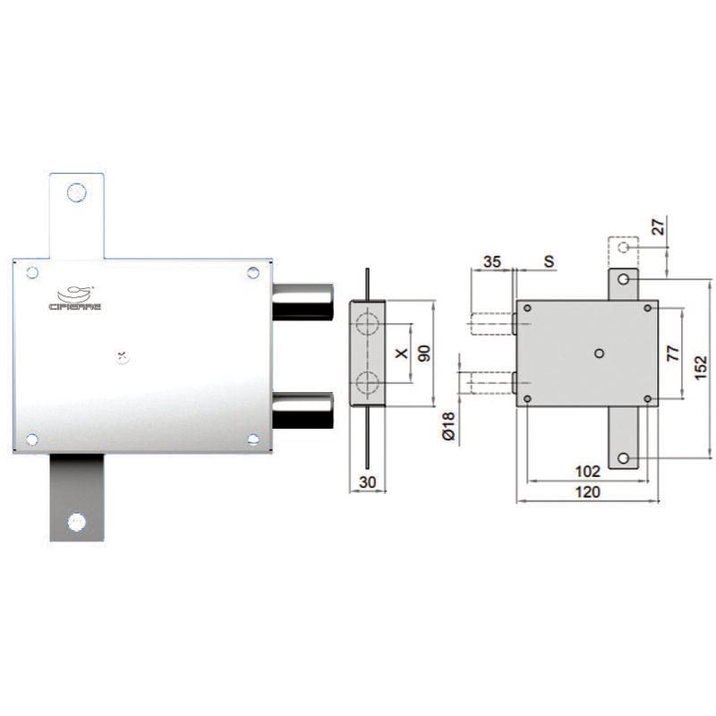 foto del prodotto deviatore doppio perno a piastra dx 201 50 