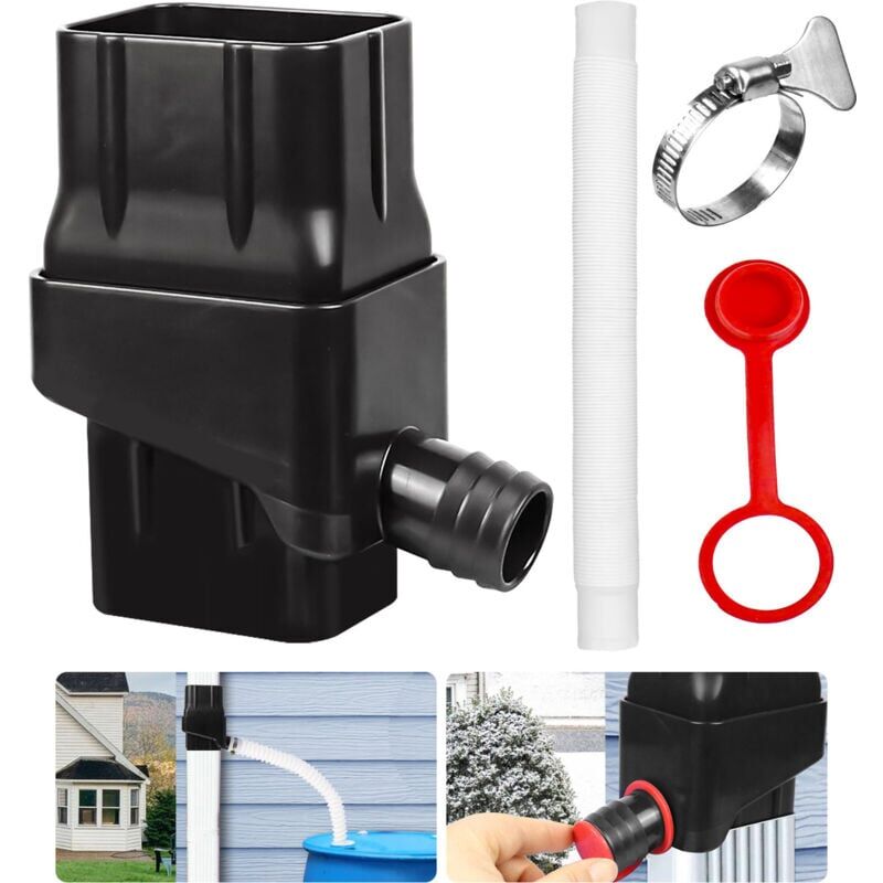 foto del prodotto deviatore per pluviali , riduce le bollette dell acqua sistema di raccolta dell acqua piovana facile installazione abs per pluviali nero 