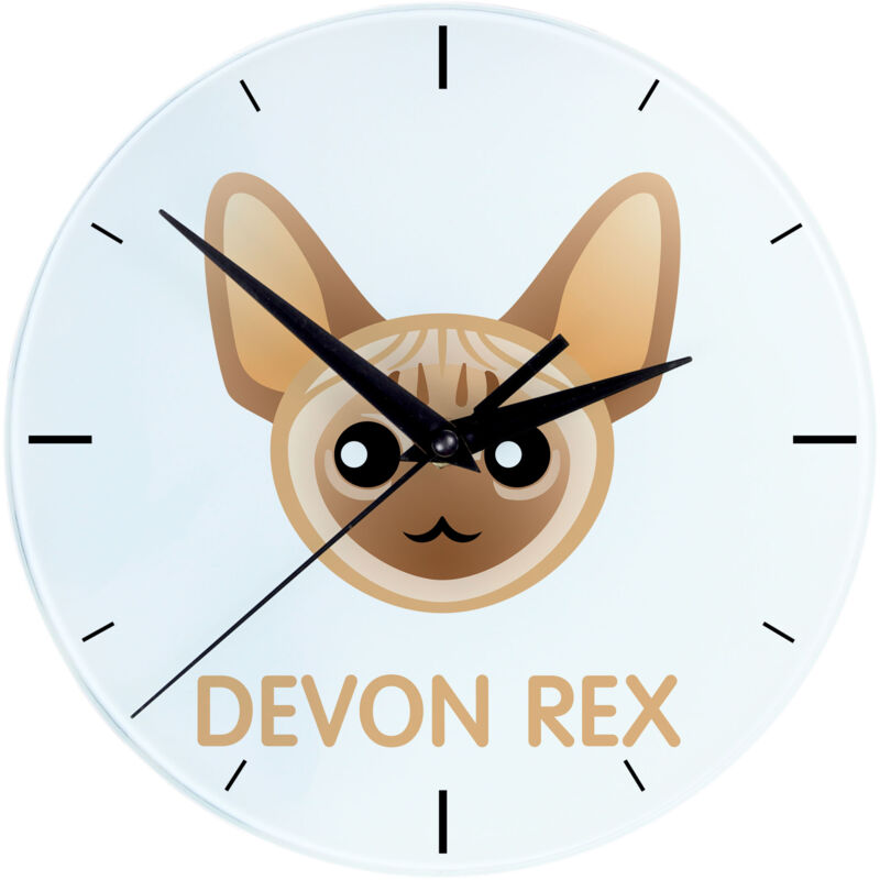 foto del prodotto devon rex orologio in mdf con grafica e scritta di art dog