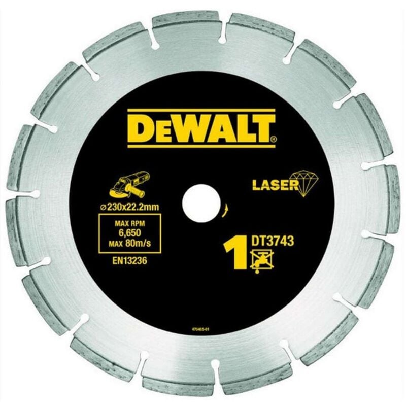 foto del prodotto dewalt accessori disco da taglio diamantato per materiali da costruzione standard 230x22,2 mm dt3743