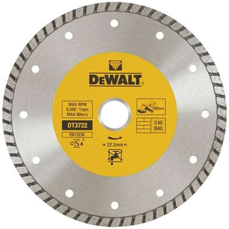 foto del prodotto dewalt accessori disco da taglio diamantato per materiali duri 180x22,2 mm dt3722