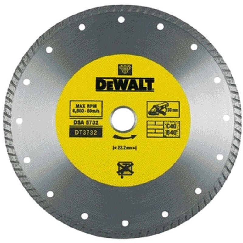 foto del prodotto dewalt accessori disco da taglio diamantato per materiali duri 230x22,23 mm dt3732