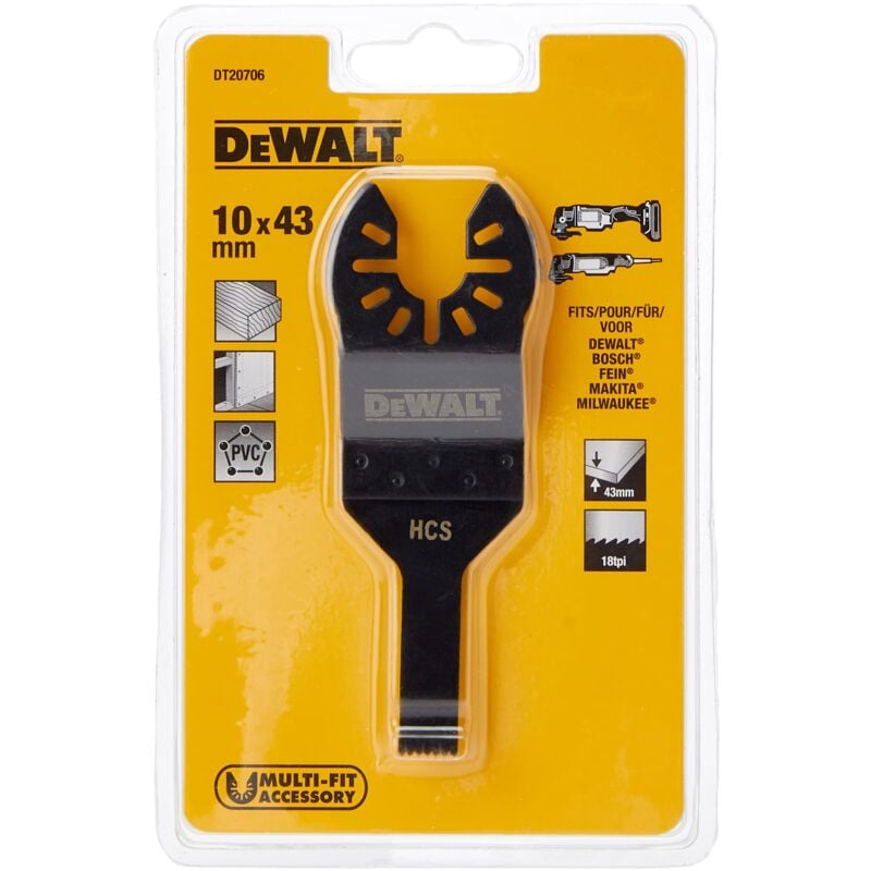 foto del prodotto dewalt accessori per utensile multifuzione lama per tagli ad affondamento larghezza 10mm lunghezza 43mm per tagli veloci e precisi su legno,