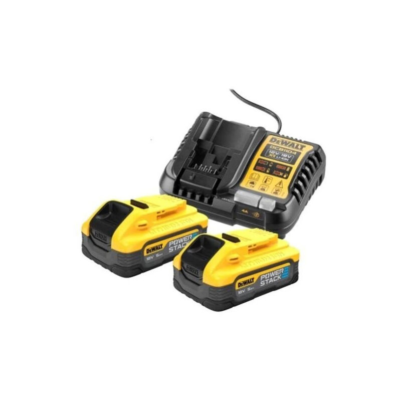 foto del prodotto dewalt accessori set con caricabatterie 4a, 2x batterie 18 v powerstack 5,0 ah dcb1104h2