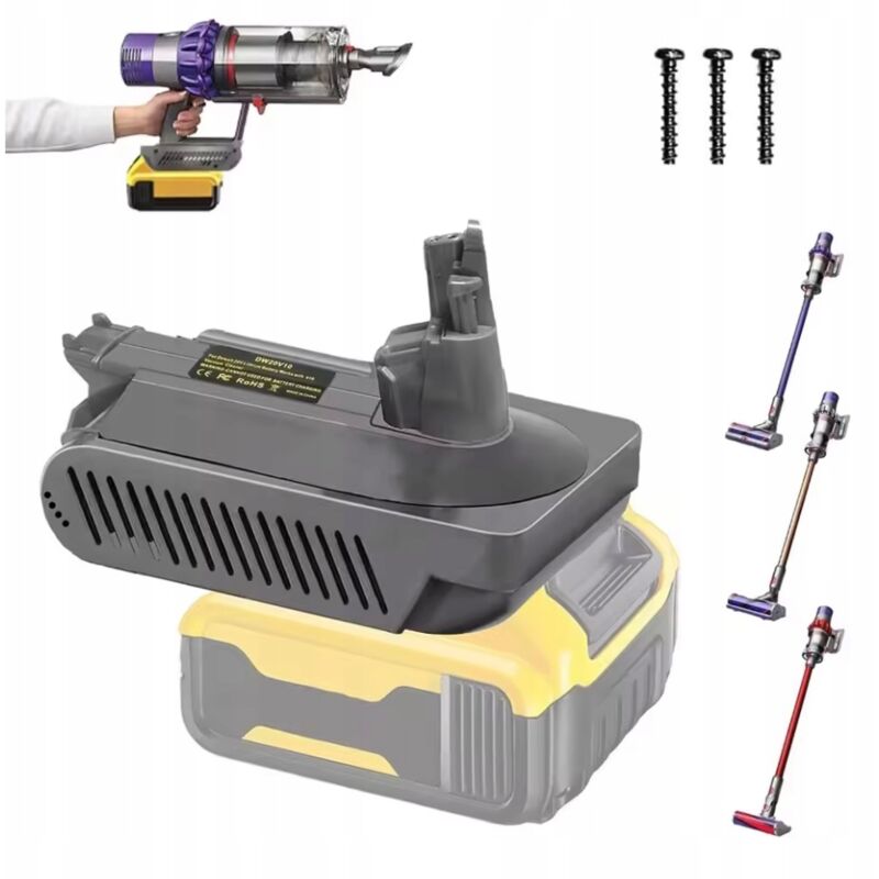 foto del prodotto dewalt adattatore convertitore batteria 18 20 v per dyson v10