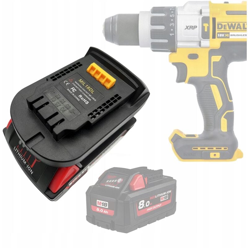 foto del prodotto dewalt adattatore convertitore per batteria milwaukee da 18 v a 18 v mil18dl 