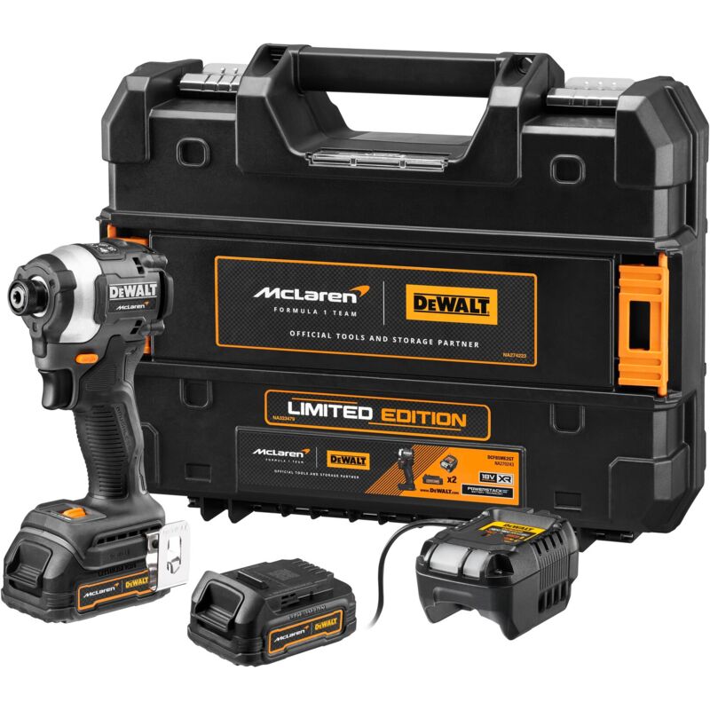 foto del prodotto dewalt avvitatore a impulsi a batteria dcf85me2gt, 1 4 , mclaren edition 2x 1,7ah powerstack