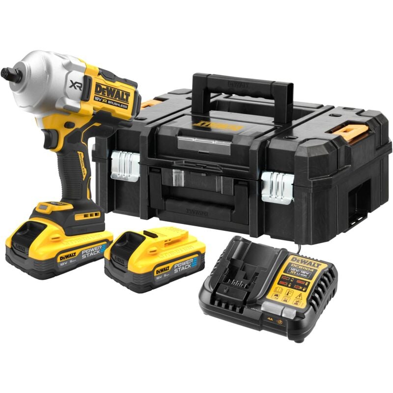 foto del prodotto dewalt avvitatore a impulsi a batteria dcf961h2t, 18 v, 1 2 , 2x 5,0 ah e caricabatterie in tstak