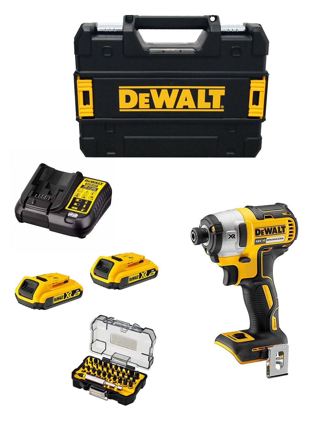 foto del prodotto dewalt avvitatore ad impulsi dcf887d2t 2 x 2,0 ah dcb107 tstak ii set di 32 bits avvitamento impact torsion 8435587922681