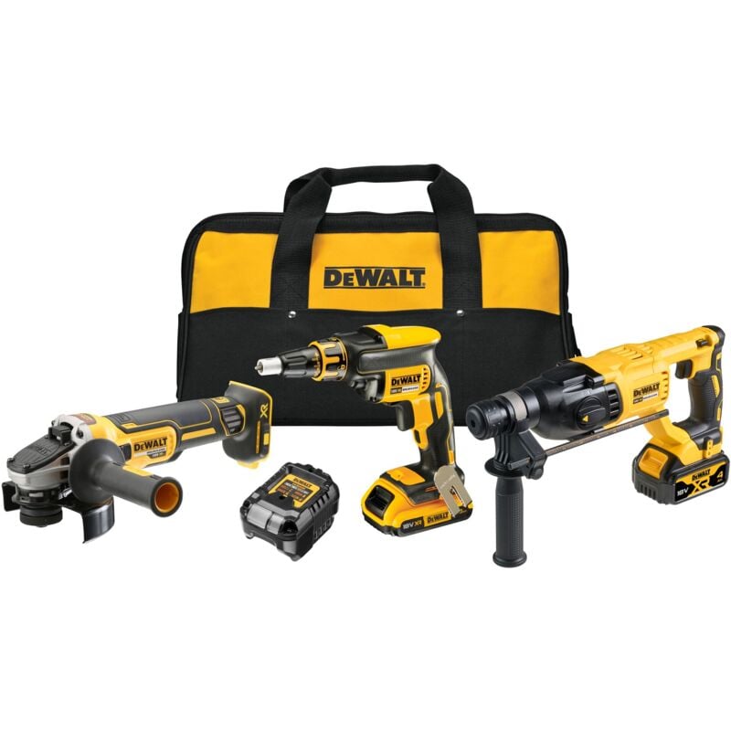 foto del prodotto dewalt batteria combinata dck308dm, 18 volt dcf620, dch133, dcg405, 1x 2,0 4,0 ah e caricabatterie