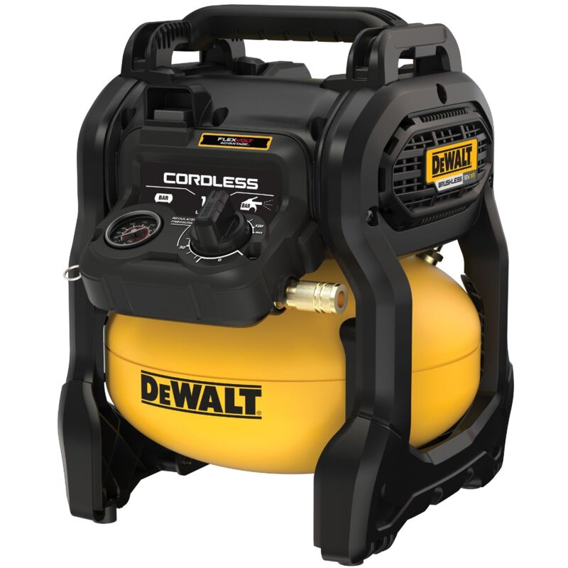 foto del prodotto dewalt compressore a batteria dcc1018n xj, 18 volt, senza olio, 10 litri
