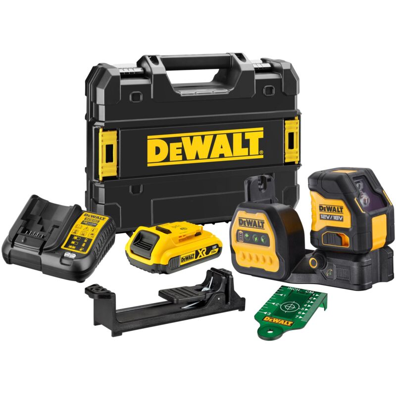 foto del prodotto dewalt dce088ng18 laser a linee incrociate, verde, 18v, 1x 2,0 ah e caricatore in tstak