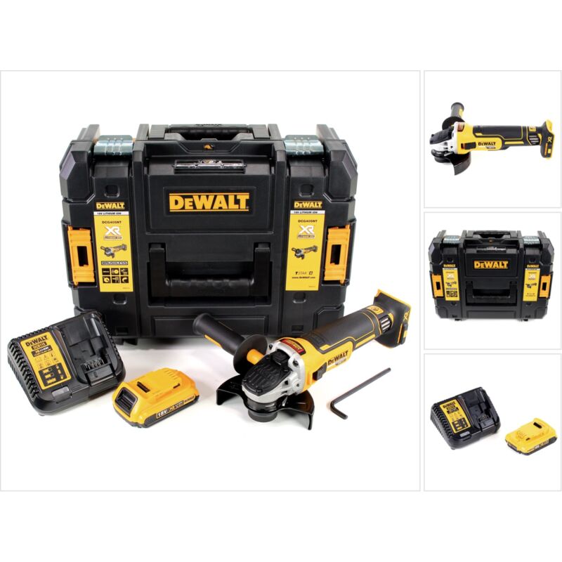 foto del prodotto dewalt dcg 405 d1 18 v 125 mm smerigliatrice a batteria brushless in valigetta tstak 1x batteria 2,0 ah caricatore