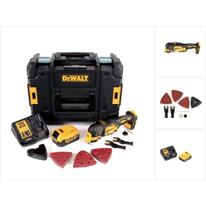 foto del prodotto dewalt dcs 355 m1 18v xr utensile multifunzione ad oscillazione a batteria in valigetta tstak kit 29 pezzi 1x batterie 4,0 ah caricatore