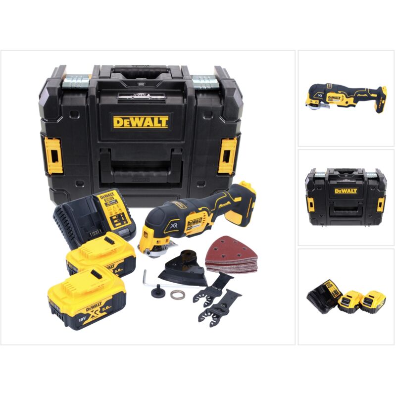 foto del prodotto dewalt dcs 355 p2 18v xr utensile multifunzione ad oscillazione a batteria in valigetta tstak kit 29 pezzi 2x batterie 5,0 ah caricatore